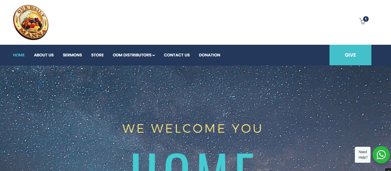 Our Daily Manna Worldwide homepage — current live design